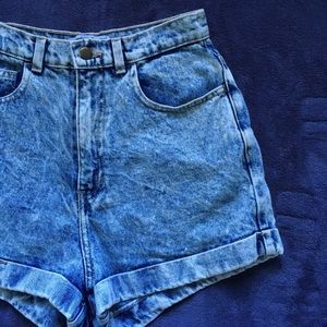 American Apparel Acid Wash High Waisted Shorts